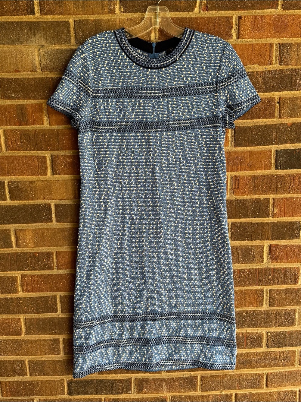 St John Blue Short-Sleeve Knit Shift Dress size 6